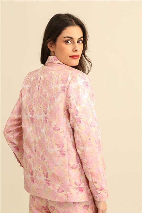 DPH Blazer de raso estampado rosa