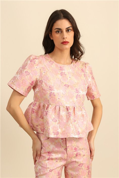 DPH Blusa de raso estampado rosa