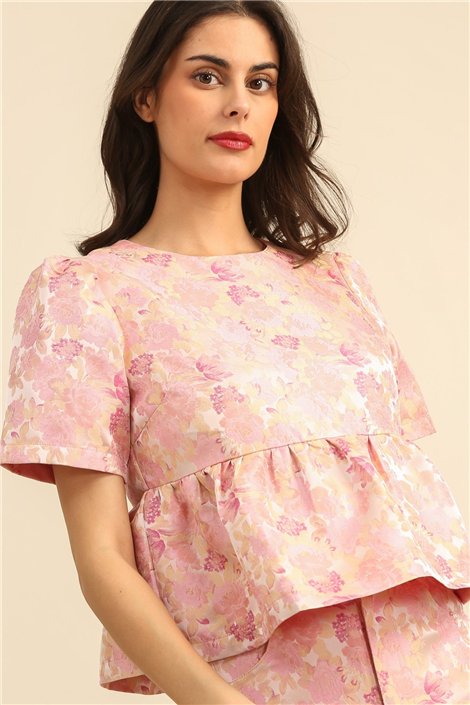 DPH Blusa de raso estampado rosa