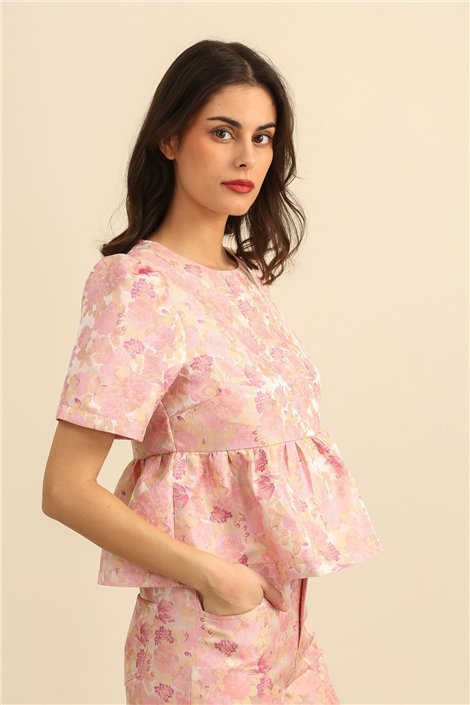 DPH Blusa de raso estampado rosa
