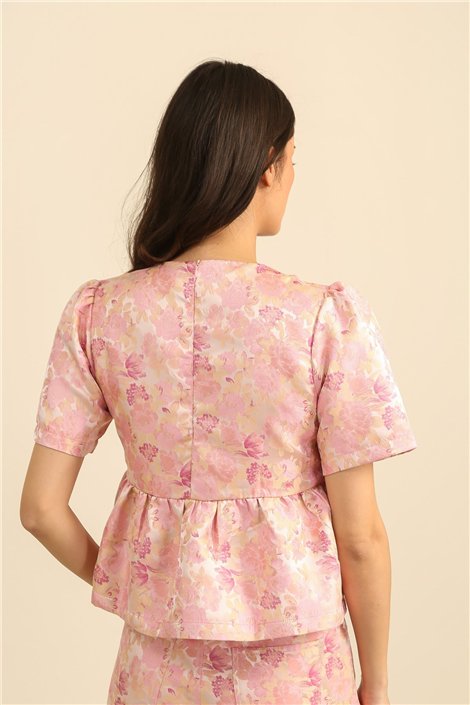DPH Blusa de raso estampado rosa