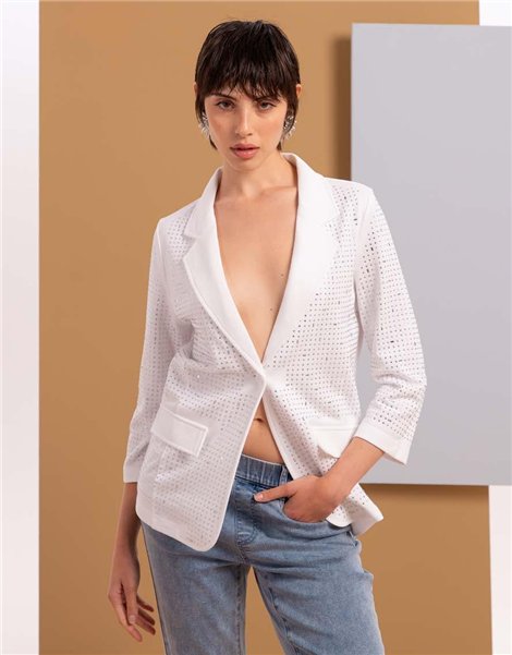 Zoe Blazer blanca con pedrería