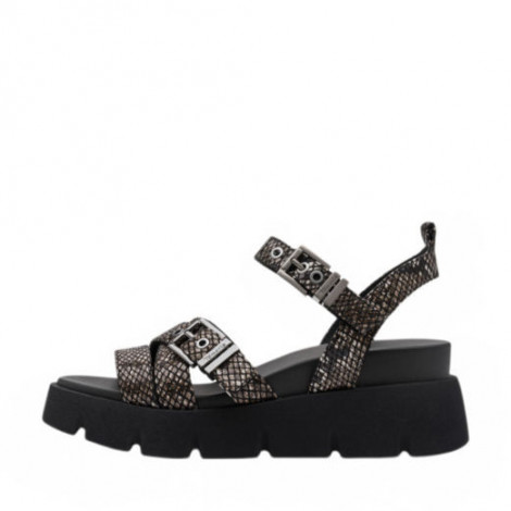Tamaris Sandalia negra serpiente