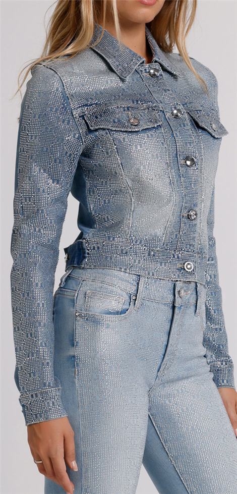 MET Chaqueta vaquera denim azul con pedrería
