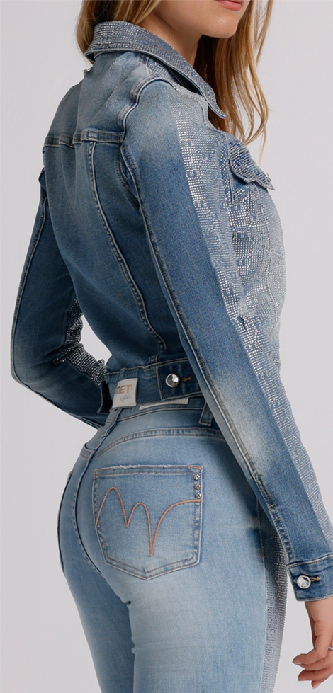MET Chaqueta vaquera denim azul con pedrería