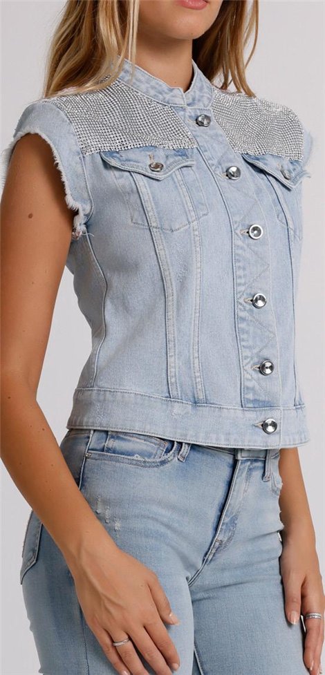 MET Chaleco vaquero con pedrería