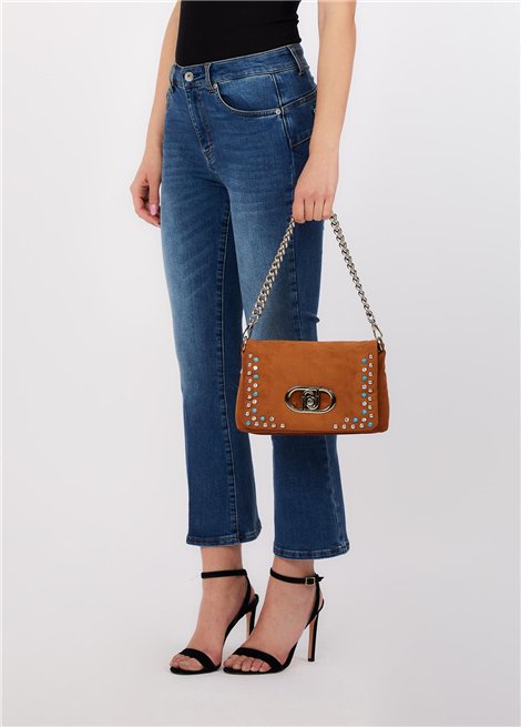 Liu Jo Bolso La Puffy marrón con pedrería