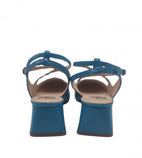 Vosso Moda Zapato de punta cuadrada azul metalizado