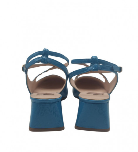 Vosso Moda Zapato de punta cuadrada azul metalizado