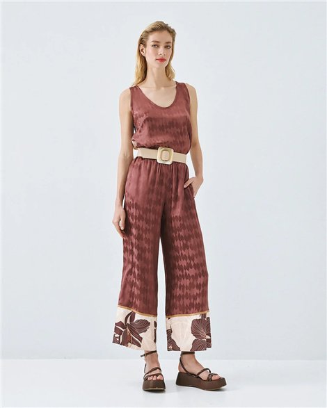 Acces Pantalón palazzo doble estampado cobre