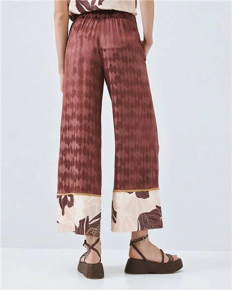 Acces Pantalón palazzo doble estampado cobre