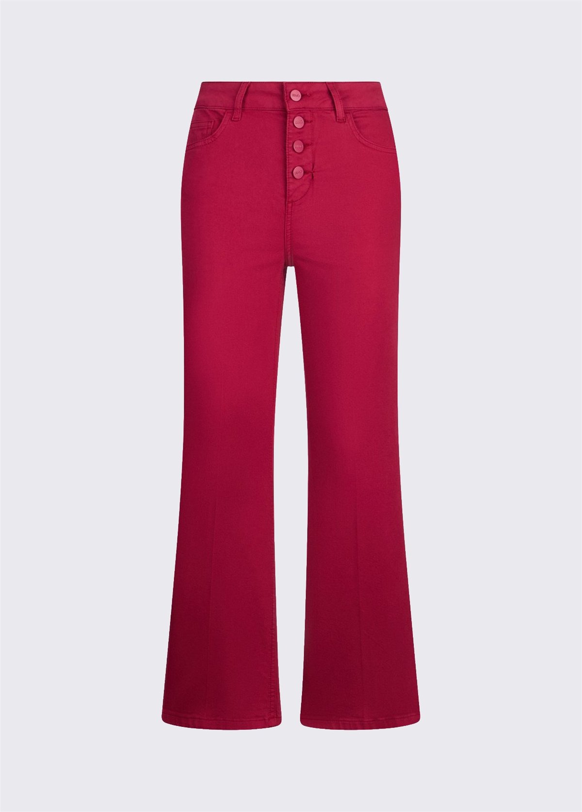 Liu Jo Pantalón color fresa acampanado con botones logotipo