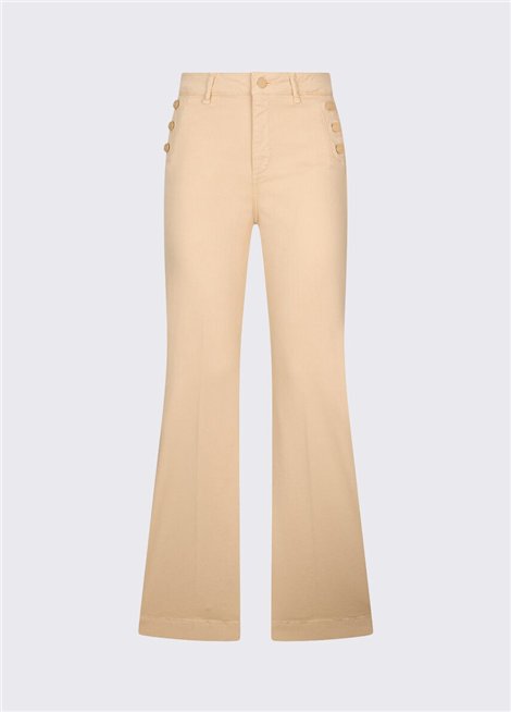 Liu Jo Pantalón beige acampanado con botones logotipo