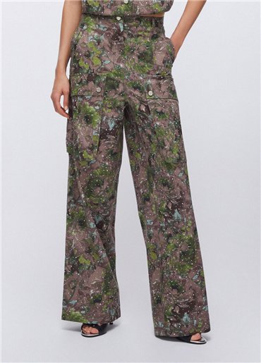 Liu Jo Pantalón cargo estampado verde