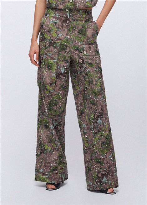 Liu Jo Pantalón cargo estampado verde