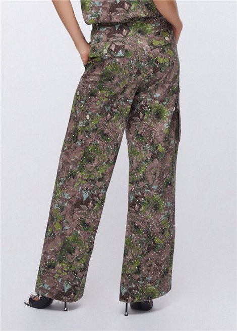 Liu Jo Pantalón cargo estampado verde