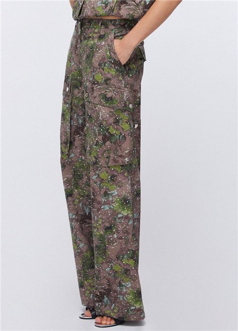 Liu Jo Pantalón cargo estampado verde