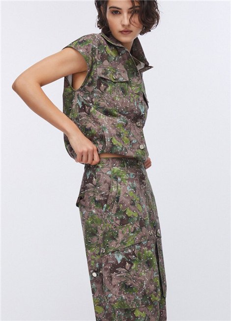 Liu Jo Pantalón cargo estampado verde