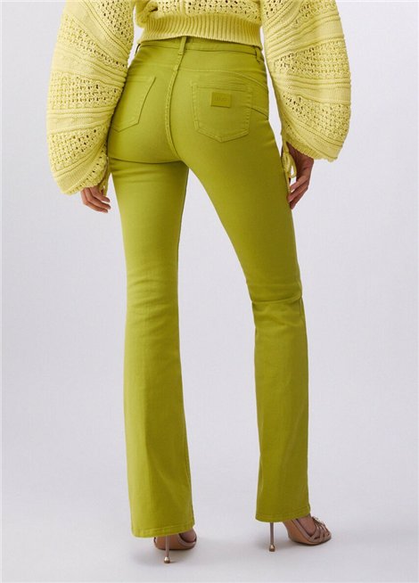 Liu Jo Pantalón color lima acampanado