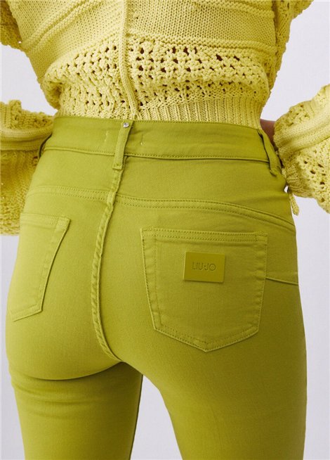 Liu Jo Pantalón color lima acampanado