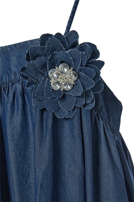 BSB Vestido de tirantes en denim capeado