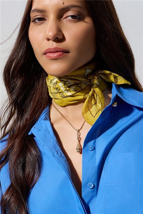 BSB Pañuelo paisley mostaza con pedrería