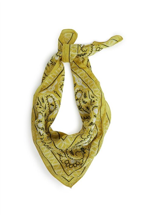 BSB Pañuelo paisley mostaza con pedrería
