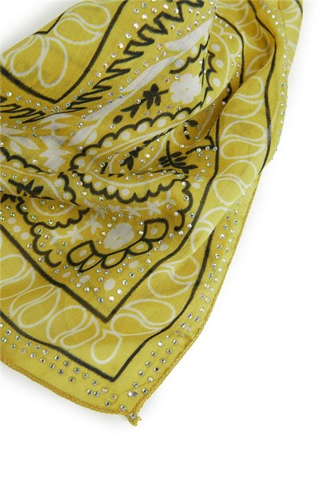 BSB Pañuelo paisley mostaza con pedrería