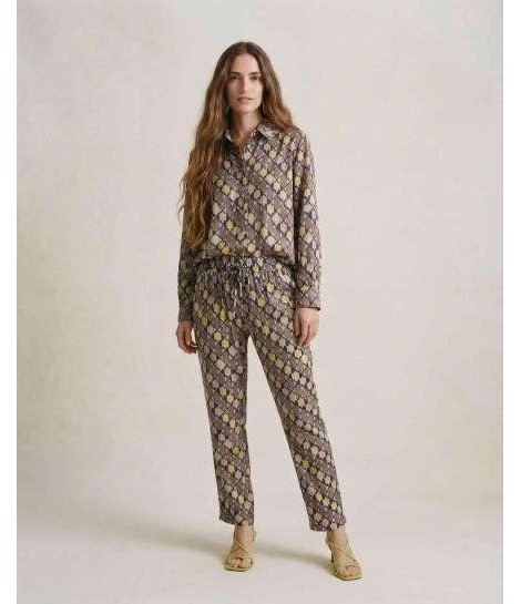 Parole Camisa fluida con estampado amarillo-moka