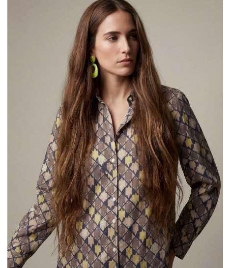 Parole Camisa fluida con estampado amarillo-moka