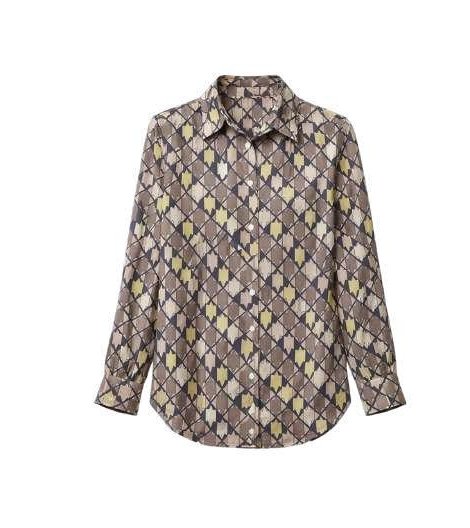 Parole Camisa fluida con estampado amarillo-moka