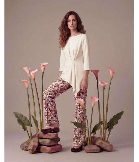 Parole Pantalón ligero estampado beige