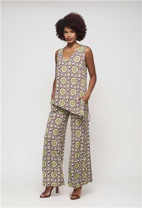 Malena Pantalón fluido estampado soles