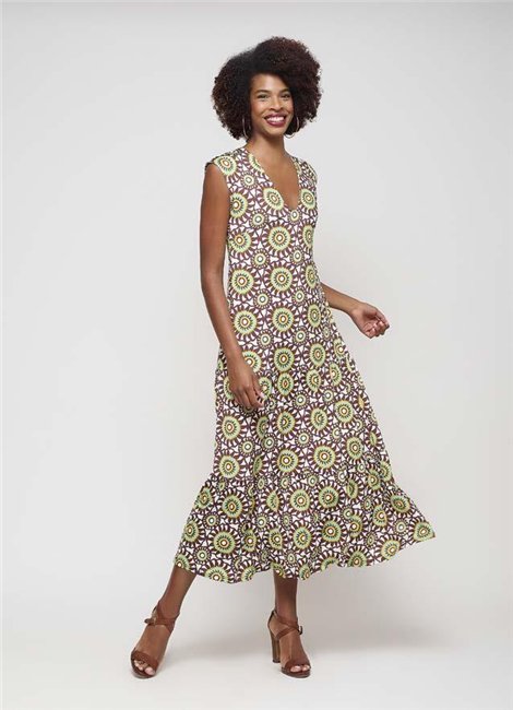 Malena Vestido sin mangas estampado soles