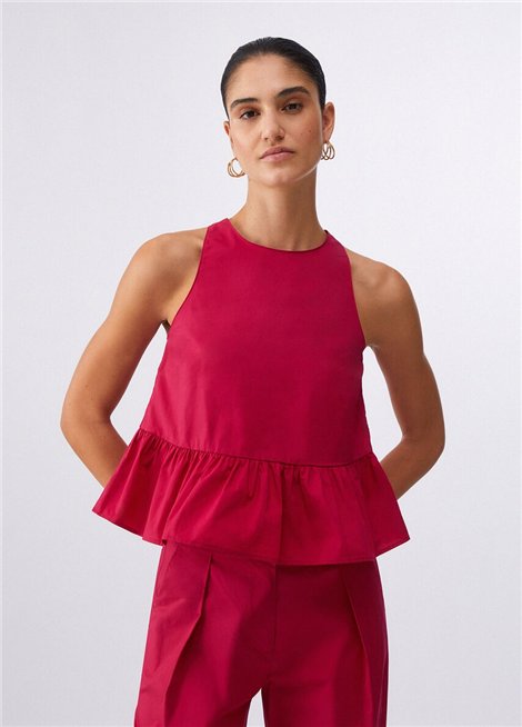 Liu Jo Top color fresa con volantes