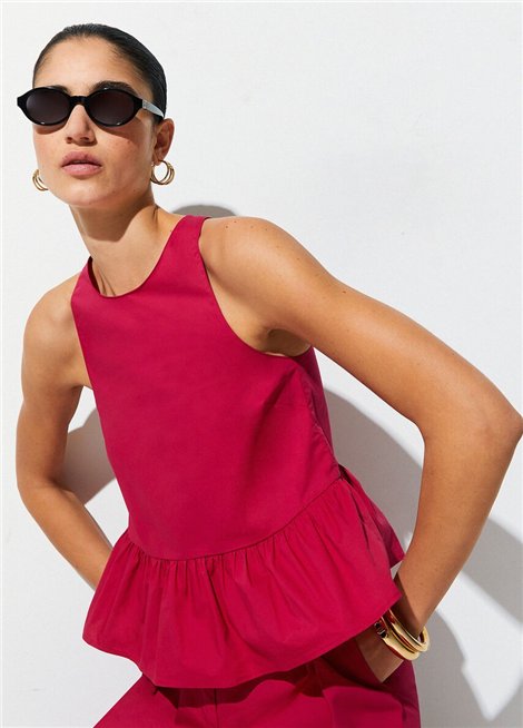 Liu Jo Top color fresa con volantes