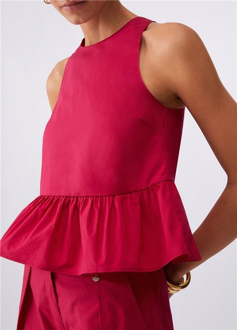 Liu Jo Top color fresa con volantes