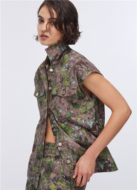 Liu Jo Camisa sin mangas estampado verde