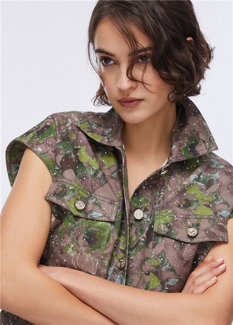 Liu Jo Camisa sin mangas estampado verde