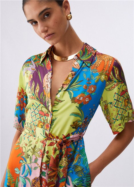 Liu Jo Vestido corto de raso estampado