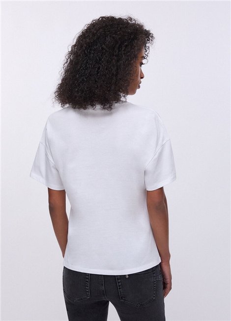 Liu Jo Camiseta blanca con parche de osito y strass