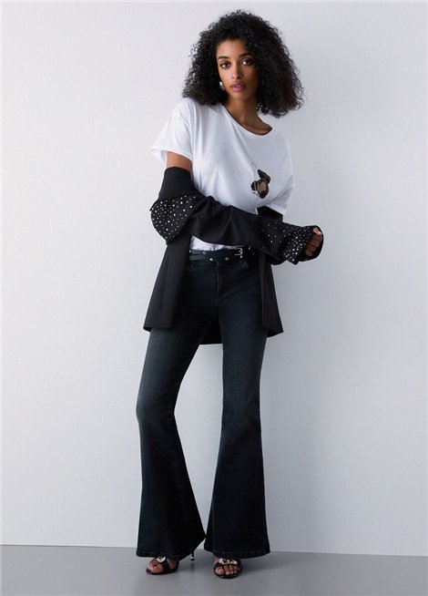 Liu Jo Camiseta blanca con parche de osito y strass