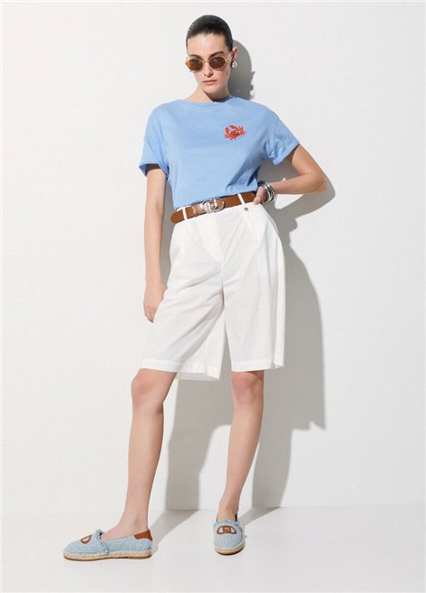 Liu Jo Camiseta azul con parche de cangrejo joya