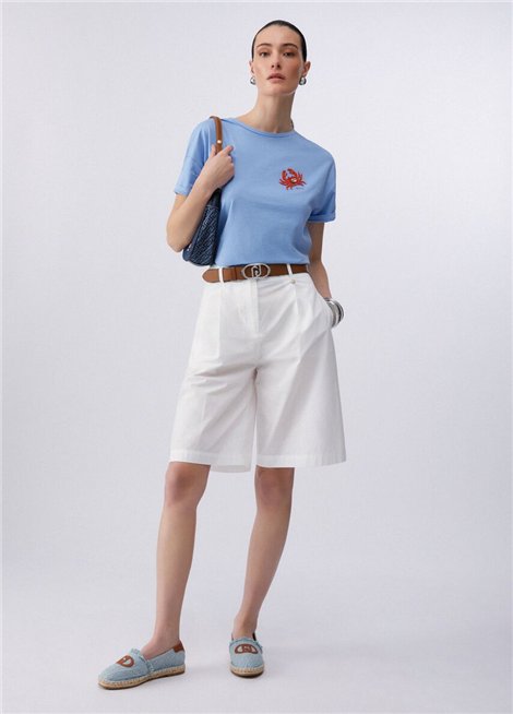 Liu Jo Camiseta azul con parche de cangrejo joya