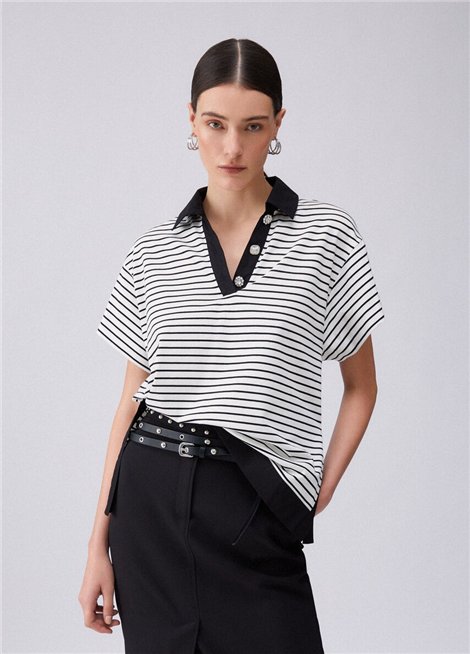 Liu Jo Blusa con solapa y botones joya