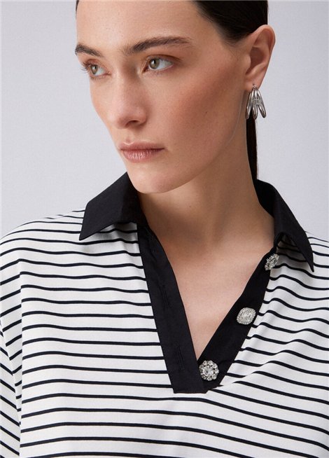 Liu Jo Blusa con solapa y botones joya