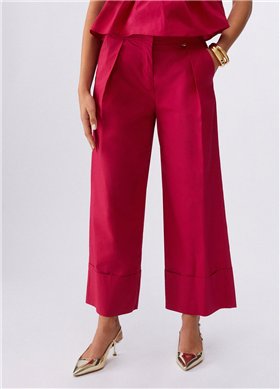 Liu Jo Pantalón color fresa de pernera ancha