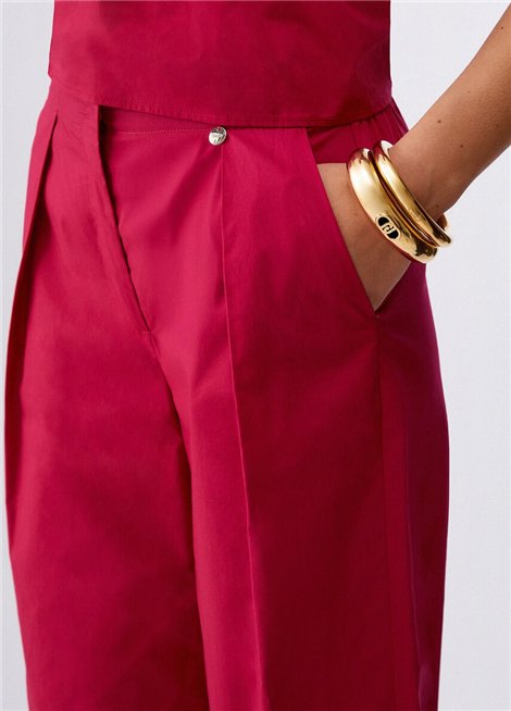 Liu Jo Pantalón color fresa de pernera ancha