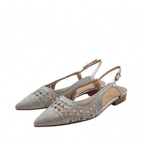 Chiconic Zapato plano destalonado en piel plateada