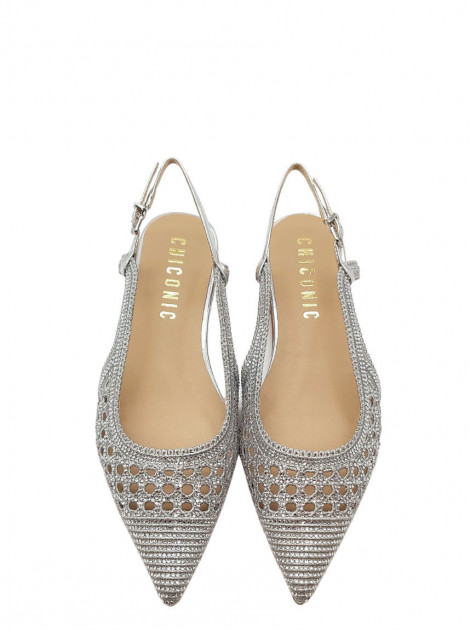 Chiconic Zapato plano destalonado en piel plateada